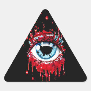Blue Eye Driving Blood Horror art Sticker