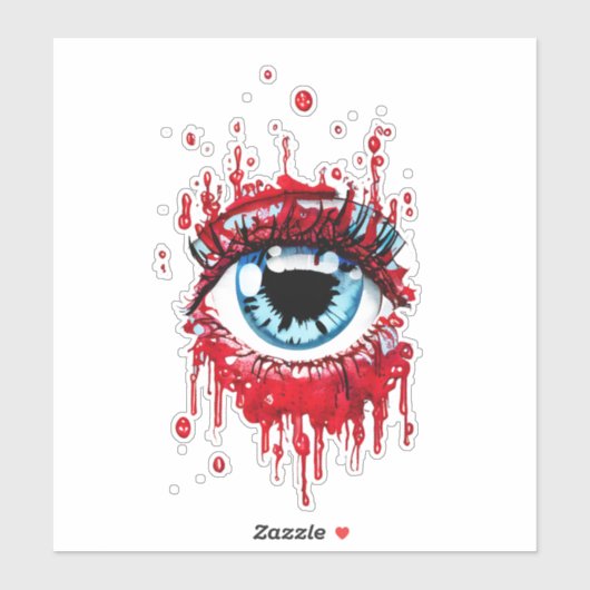 Blue Eye Driving Blood Horror art Sticker (Vel)