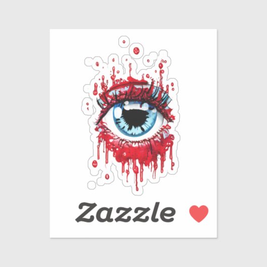 Blue Eye Driving Blood Horror art Sticker (Vel)
