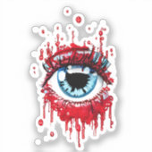 Blue Eye Driving Blood Horror art Sticker (Voorkant)