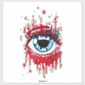 Blue Eye Driving Blood Horror art Sticker (Vel)