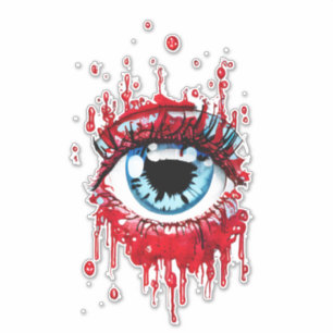 Blue Eye Driving Blood Horror art Sticker