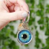 Blue Eye Iris Eyeball Cool Custom Round Sleutelhan Sleutelhanger (Hand)