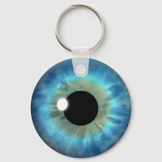 Blue Eye Iris Eyeball Cool Custom Round Sleutelhan Sleutelhanger (Voorkant)