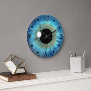 Blue Eye Iris Eyeball Custom Large  Grote Klok