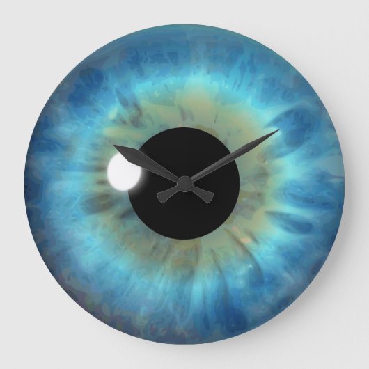 Blue Eye Iris Eyeball Large Custom Grote Klok (Voorkant)