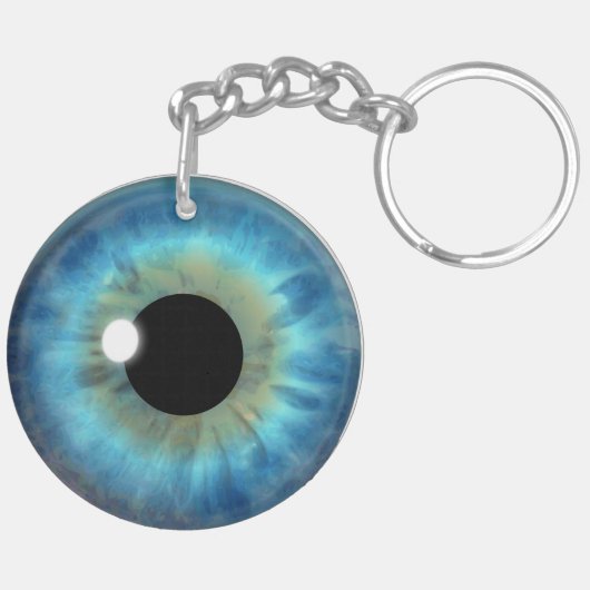 Blue Eye Iris ronde dubbelzijdige acryl Sleutelhan Sleutelhanger (Achterkant Links)