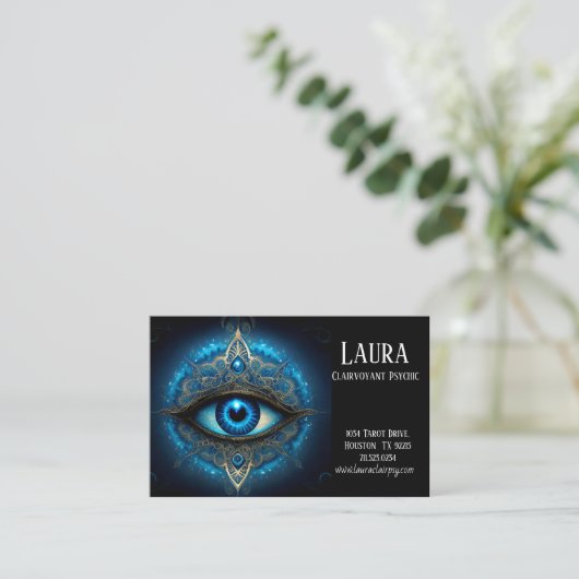 Blue Eye Mandala Clairvoyant Psychic Visitekaartje (Staand voorkant)