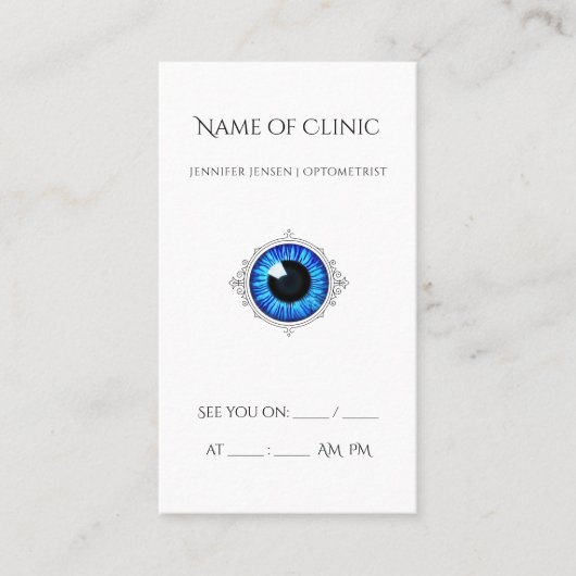 Blue Eye Optometrist Kliniek Visitekaartje (Voorkant)