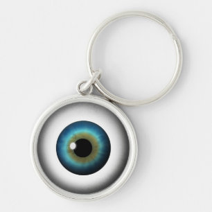 Blue Eyeball Cool Weird Eye Premium Round Sleutelh Sleutelhanger
