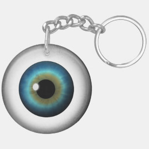 Blue EyeBall Rond Tweezijdige Acryl Sleutelhanger