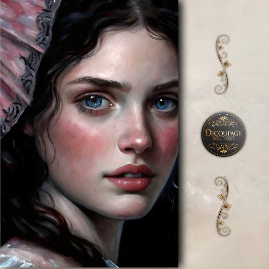 Blue Eyed Beauty in Bonnet Decoupage Tissuepapier