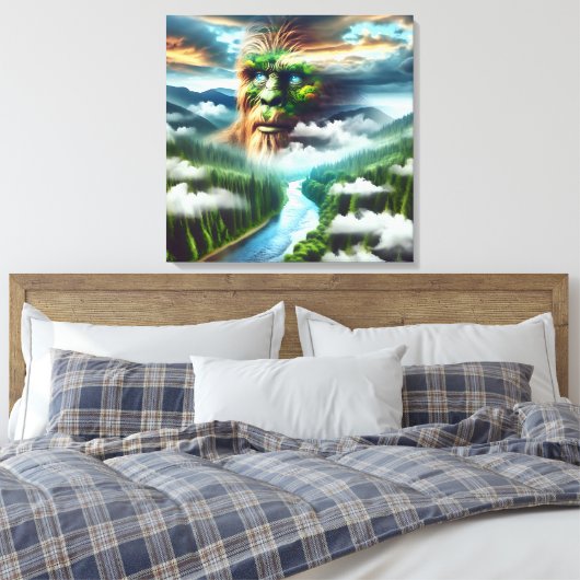 Blue Eyed Bigfoot in the Forest Canvas Afdruk (Insitu (Slaapkamer))
