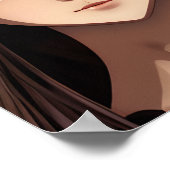 Blue Eyed Brunette Anime Meisje Poster (Hoek)