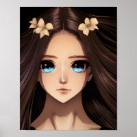 Blue Eyed Brunette Anime Meisje