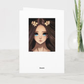 Blue Eyed Brunette Anime Meisje Verjaardag Kaart (Achterkant)