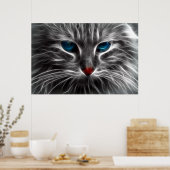 Blue Eyed Cat Animal Photo Natuur Wall Poster (Keuken)