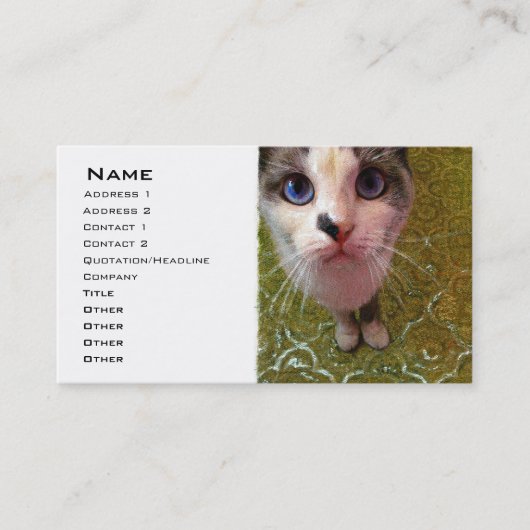 Blue Eyed Cat Business Card-sjabloon Visitekaartje (Voorkant)