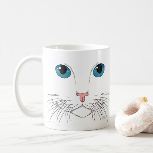 Blue Eyed Cat Coffee Mok (Met donut)