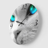 Blue eyed Cat Wall Clock Grote Klok (Hoek)