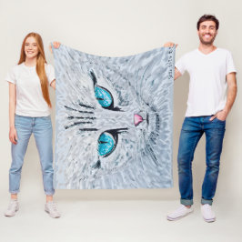 Blue Eyed Fluffy Cat Fleece Deken