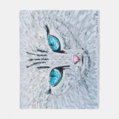 Blue Eyed Fluffy Cat Fleece Deken (Voorkant)