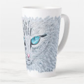 Blue Eyed Fluffy Cat Latte Mok (Rechterhoek)