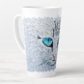 Blue Eyed Fluffy Cat Latte Mok (Linkerhoek)
