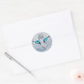 Blue Eyed Fluffy Cat Ronde Sticker (Envelop)