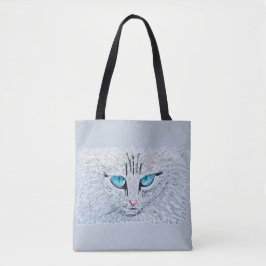 Blue Eyed Fluffy Cat Tote Bag