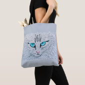 Blue Eyed Fluffy Cat Tote Bag (Dichtbij)