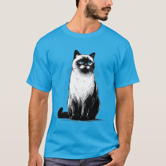 Blue-Eyed Gaze - Siamese Cat  T-shirt (Voorkant)
