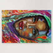 Blue Eyed Girl in Colorful Scarf Puzzle - Schilder Legpuzzel (Horizontaal)