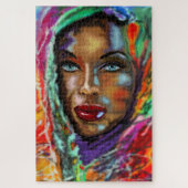 Blue Eyed Girl in Colorful Scarf Puzzle - Schilder Legpuzzel (Verticaal)