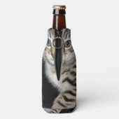 Blue Eyed Grey Fluffy Kitten Flesjeskoeler (Fles Achterkant)