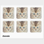 Blue Eyed Kat Vierkante Sticker (Vel)