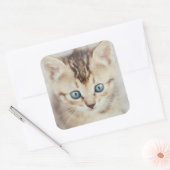 Blue Eyed Kat Vierkante Sticker (Envelop)