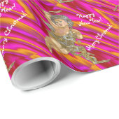 Blue Eyed kerstAngel Cadeaupapier (Rol Hoek)