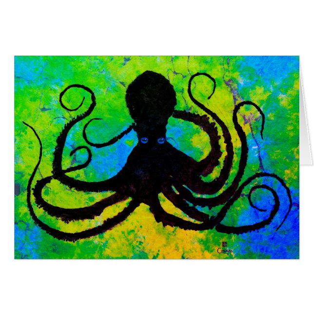 Blue-Eyed Miami Octopus - 7 x 5-inch Art Kaart (Voorkant Horizontaal)