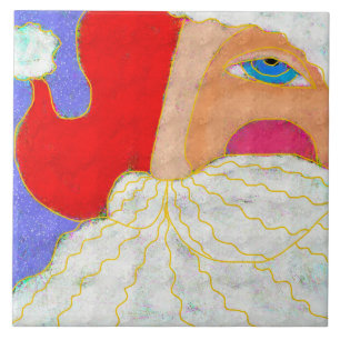 Blue Eyed Santa Abstracte Kunst Tegeltje