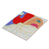 Blue Eyed Santa Abstracte Kunst Tegeltje (Zijkant)