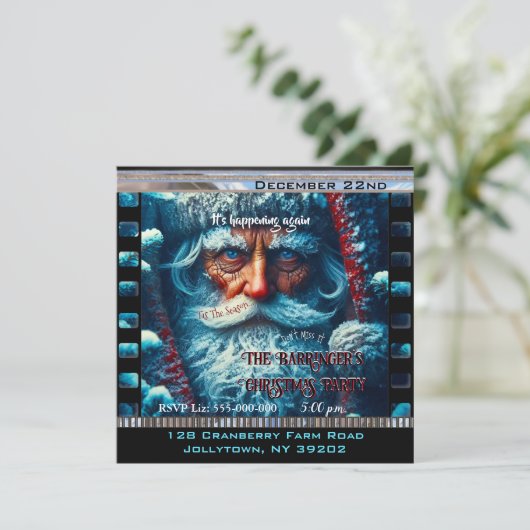 Blue Eyed Santa Snowy Mooi Kerstfeest Kaart (Staand voorkant)