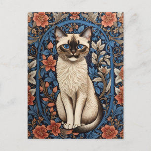 Blue Eyed Siamese kat William Morris geïnspireerd Briefkaart