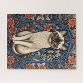 Blue Eyed Siamese kat William Morris geïnspireerd Legpuzzel (Horizontaal)