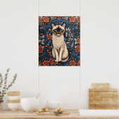 Blue Eyed Siamese kat William Morris geïnspireerd Poster (Keuken)