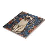 Blue Eyed Siamese kat William Morris geïnspireerd Tegeltje (Zijkant)