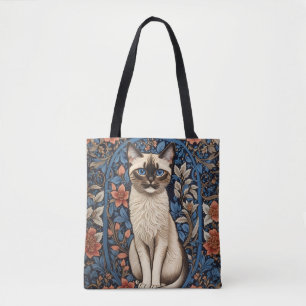 Blue Eyed Siamese kat William Morris geïnspireerd Tote Bag