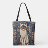 Blue Eyed Siamese kat William Morris geïnspireerd Tote Bag (Achterkant)