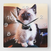 Blue Eyed Siamese Kitten-foto Vierkante Klok (Voorkant)