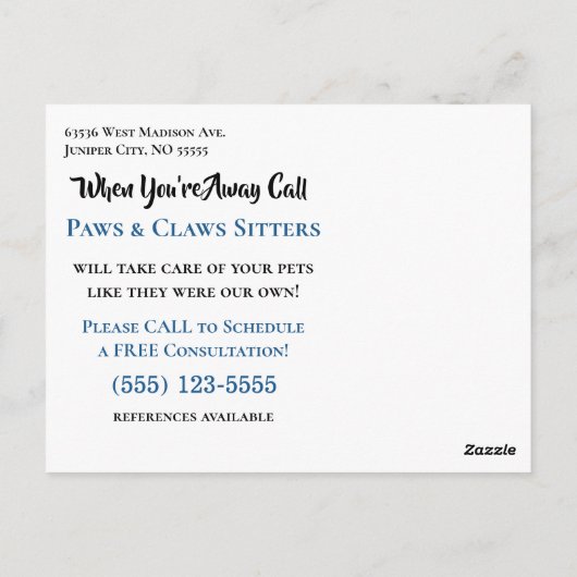 Blue Eyed Siamese Pet Sitter's Custom Briefkaart (Achterkant)